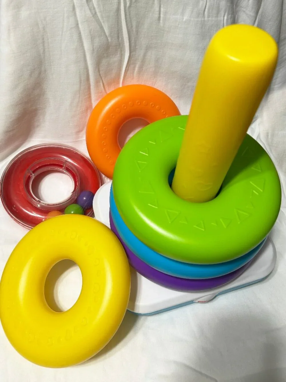 Fisher-Price Giant Bright Rainbow Classic Stacking Ring Toy with Colorful Balls